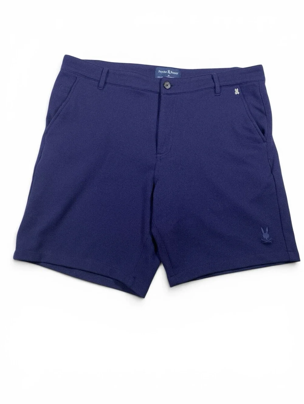 Psycho Bunny Men's Navy Blue Golf Shorts Size 36 Flat Front Stretch 9 In Inseam